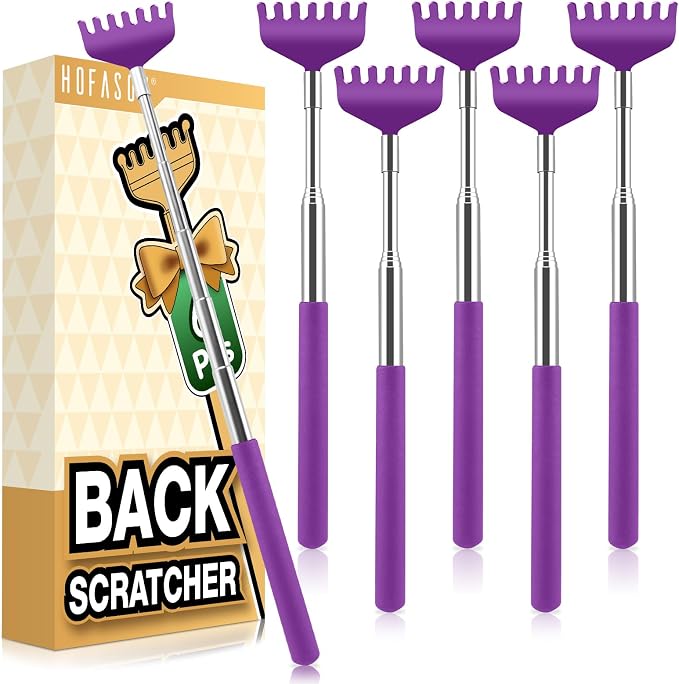 HOFASON 6 Pack Back Scratcher, Stocking Stuffers for Men Adults Women Teens, Christmas Small Bulk Gifts for Men Women Teens, White Elephant Gag Birthday Gifts, Party Favors Prizes for Adults (Purple)