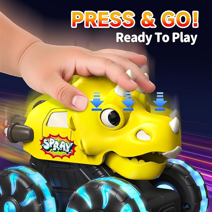Dinosaur Monster Trucks for Toddlers 2-4:Toy Cars 3 Pack for Toddler Age 1-3,Light-Up Truck with Moving Mouth, Fun Car Toys for 1 Year Old Boy, Dinosaurs Toy for Kids 3-5,5-7, Perfect Boys Girls Gifts