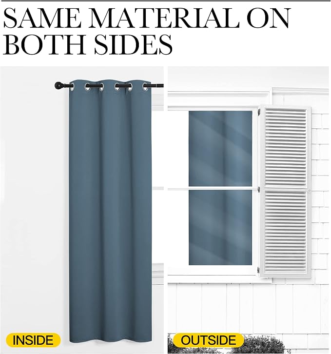 NICETOWN Smoky Blue Blackout Curtains 45 inches Length for Kitchen, 2 Panels, 29" Wide, Thermal Insulated Decoration Drapes for Small Window