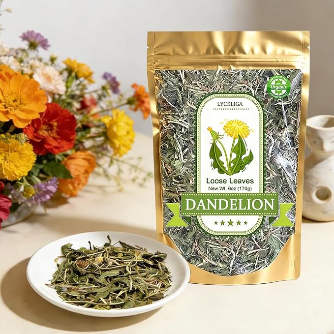 Organic Dandelion Root Loose Leaf Tea 6 oz (170g) – Diente de Leon Natural Herbal Tea for Kidney & Liver Support, Digestive Aid, Raw, Caffeine-Free
