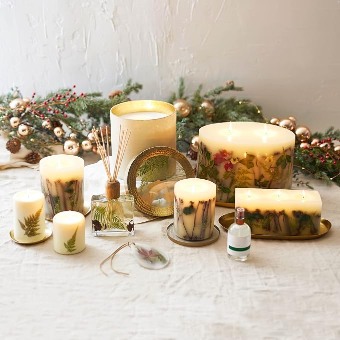 Rosy Rings Forest Round Botanical Candle 120 Hour Burn Time - Notes of Clary Sage, Creamy Sandal, White Musk Aromatherapy Candles, Woodsy Scent Aroma Luxury Candles, Long Lasting Candles Decor 5.5" H