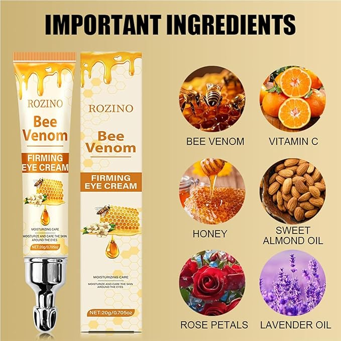 Bee Venom Firming Eye Cream, Anti Aging Under Eye Cream for Reduce Eye Puffiness,Dark Circle, Hydrates & Smooths Fine Lines (Honey)