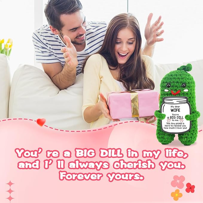 MAMAGIFTREE Gift for Her Wife Christmas Gifts Birthday from Husband- To My Wife Wedding Anniversary Valentines Gifts for Women, Romantic Wife Gifts Wife Birthday Gift Ideas Handmade Crochet Pickle