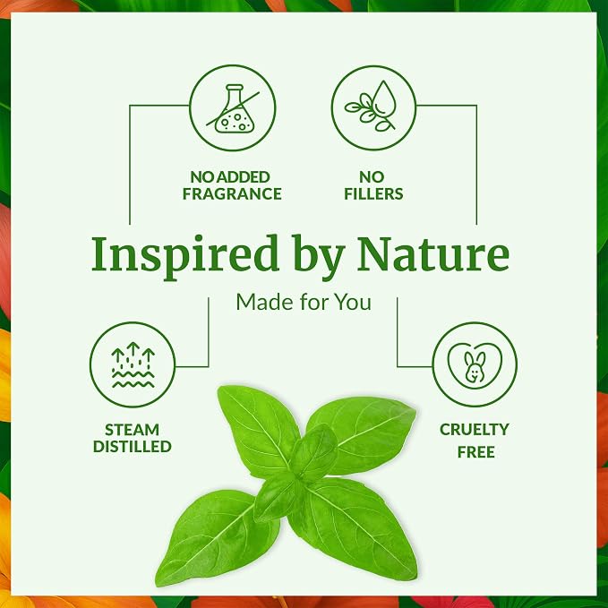 SVA Sweet Basil Essential Oil 4 Fl Oz – for Diffuser, Skin & Hair Care – Ideal for Massage & DIY Blends - with Dropper