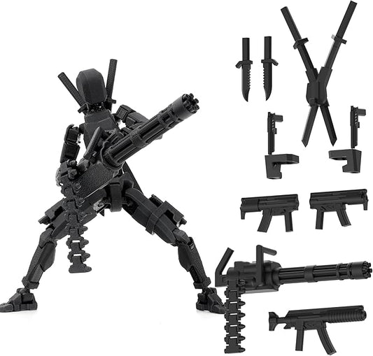 【Assembled】 T13 Action Figure Set, Giant Sword Titan 13 Robot Action Figure 3D Printed robo 13 Action Fidget Toys Dummy Figure Articulated, T13 for Collectors Desktop Decorations (Black)