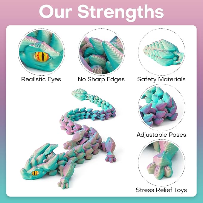 FYEFKJSA 3D Printed Dragon Eggs with Dragon Inside - 12Inch,Articulated Fidget 3D Printed Animals, Interesting Decorative Gift, Easter Basket Essentials Stuffers (Random Mist Forest)