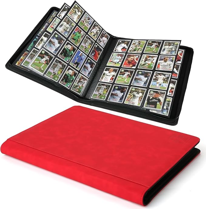 Arkeiliy Premium Ringless Trading Card Binder - 1024 Capacity, 16 Side-Loading Pockets per Page, Archival Quality Protection & Anti-Slip Spine for TCG, MTG, Sports Cards (Red)