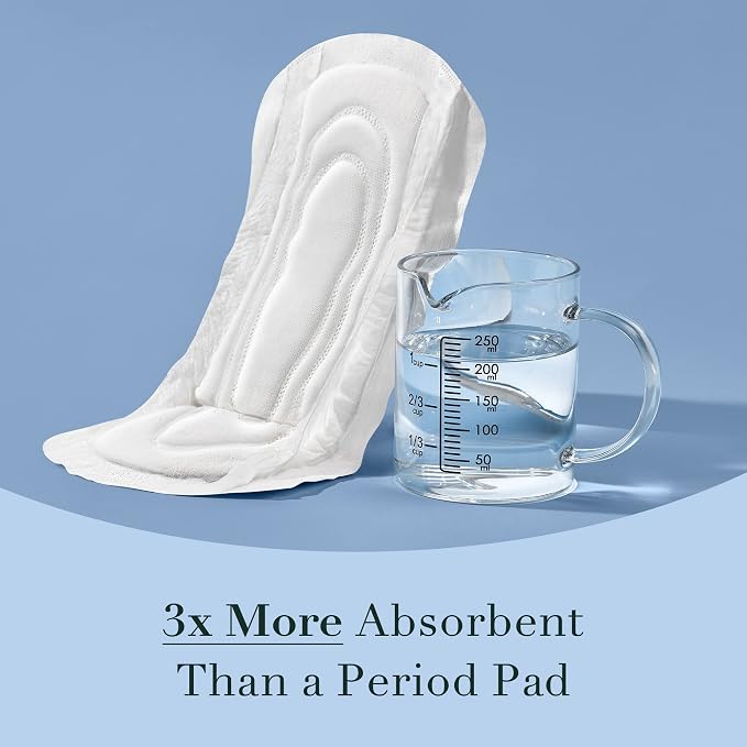 Rael Incontinence Pads for Women, Organic Cotton Cover, Postpartum Essential, Heavy Absorbency, Bladder Control, 4-Layer Core with Leak Guard Technology, Long Length (Ultimate, 20 Count)
