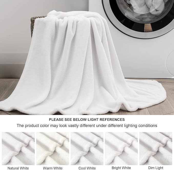 BEDELITE Fleece Blanket Soft Plush Twin Size Blanket White 60"x80" | Ultra Soft Fleece, Plush Microfiber, Lightweight Warmth, All Season Comfort, Fade Resistant, Machine Washable, Couch Sofa Bed
