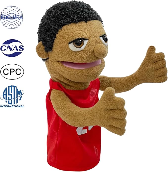 16"Puppets Entriloquist Pupp et,Hand Puppets for Kids Plush Sportsman Puppets for Adults with Removable Mouth Puppet for Kids Ages 4-8，Hand Pu ppet for Adults with Scalable Puppet Control Rod