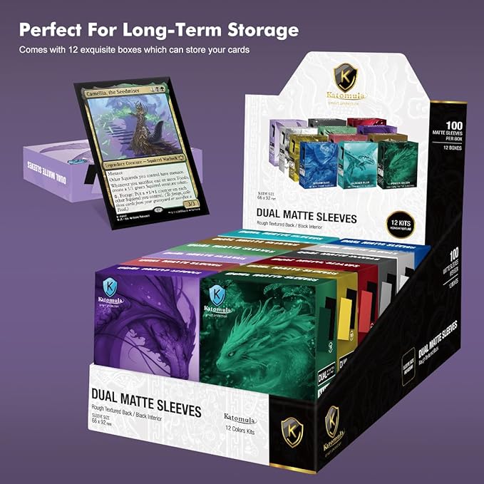 Orchid Violet Dual Matte Card Sleeves, Katomula 100PCS Card Sleeves for MTG, Standard Card Sleeve for PKM, Flesh & Blood