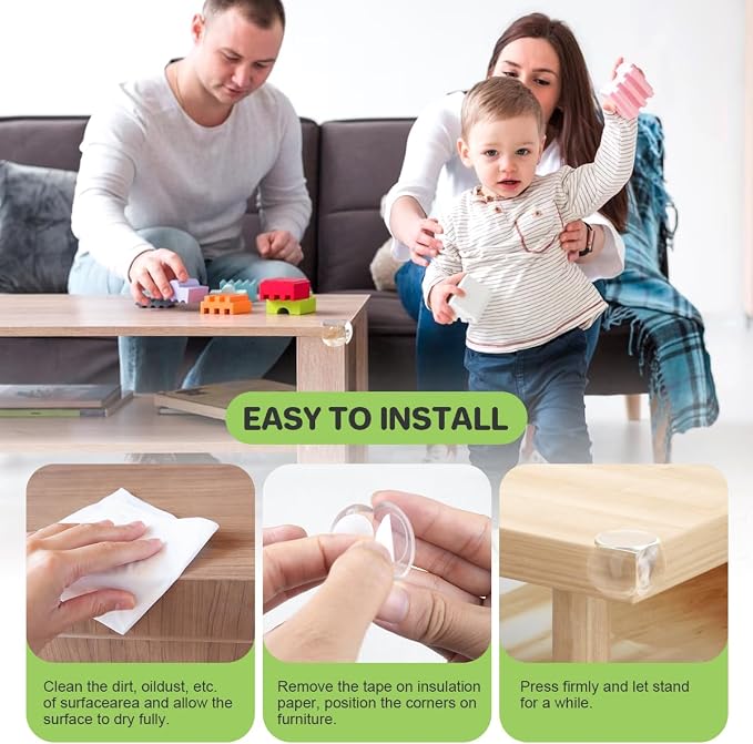 30 Pack Clear Baby Corner Protectors, L-Shaped & Spherical Furniture Edge Guards for Baby Proofing Soft PVC Table Corner Covers for Safety on Tables, Cabinets, Shelves – Childproof Bumpers for Home