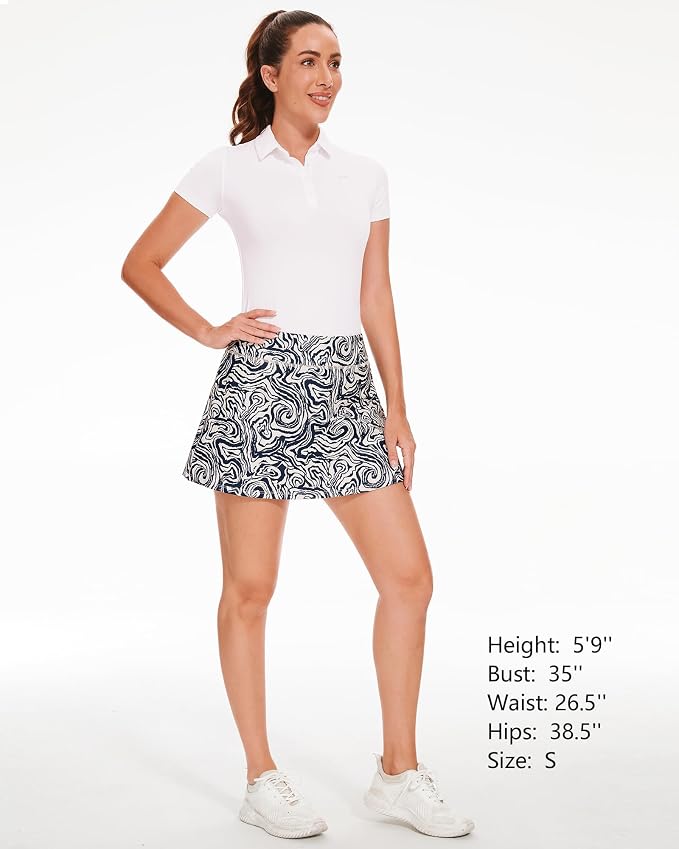 Stelle Women Tennis Skirt High Waisted Athletic Golf Skorts with Pockets | Tummy Control, Built-In Shorts, Deep Pockets, Pleated, Breathable, Lightweight, Tennis, Golf, Pickleball, Running, Workout