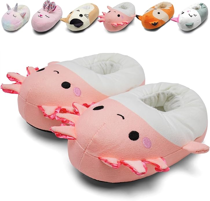 IceUnicorn Toddler Slippers Kids Cute Funny Animal House Shoes Girls Boys Christmas Fluffy Bedroom Indoor Slipper, Cat, Bunny, Unicorn, Axolotl, Fox