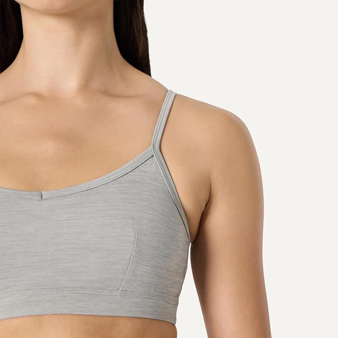 Amazon Essentials Women's Active FormFlex Buttery Soft Light Support Heathered Spaghetti Strap Yoga Sports Bra