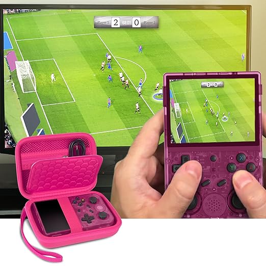 PAIYULE Travel Case Compatible with RG353V/ RG353VS/ R36S Retro Handheld Game Console, Handheld Emulator Storage Holder Organizer, Android Game Console Carrying Bag (Rose Red) (Box Only)