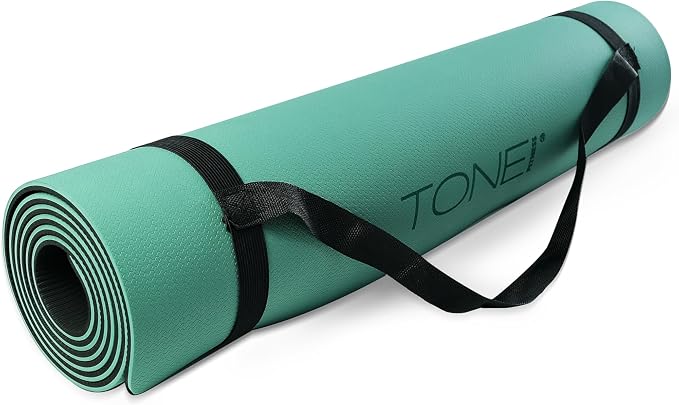 TONE Fitness Yoga Mat 1/4" Thick Non Slip Exercise & Pilates Mat for Home Workouts with Carrying Strap | Multiple Options