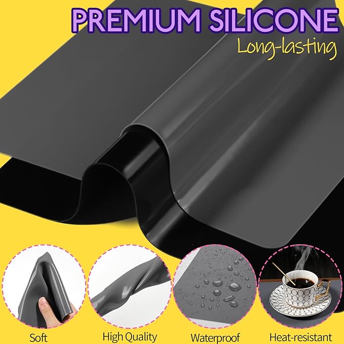 LEOBRO Silicone Mats, 11.69" x 8.26" Silicone Mats for Resin Molds, Crafts, Play Dough Mat, Clay Mat, Dark Gray & Black