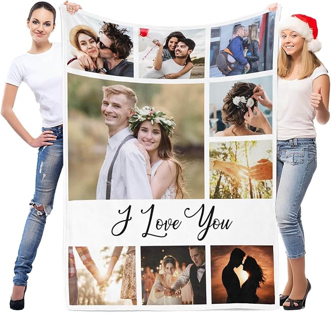 inkArts Custom Blanket with Photo, Personalized Blanket, Customized Photo Blankets, Customizable Picture Blankets, Personalized Anniversary Photo Gifts for Women Men Her Him Girlfriend Boyfriend