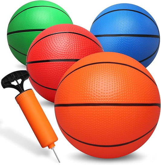 Dilabnba 8" Mini Rubber Replacement Basketballs for Basketball Hoop/Pool, Kids Toddler Soft Beach Bouncy Ball Sports Party Game, Junior Balls Indoor Outdoor Arcades Games, Lightweight (4PCS)