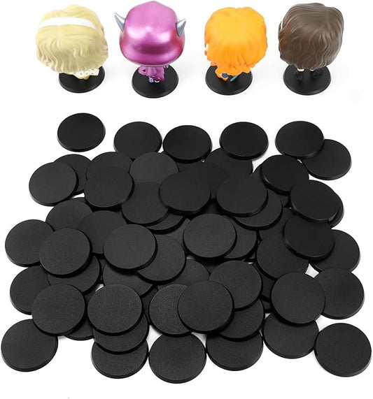 60PCS Figure Stand Base with 120PCS Adhesive for 4 Inch Fuko Pop, 1.97 Inch Black Round Plastic Bases No Peg, Doll Model Storage Organizer Display Holder Accessories for Action Figures