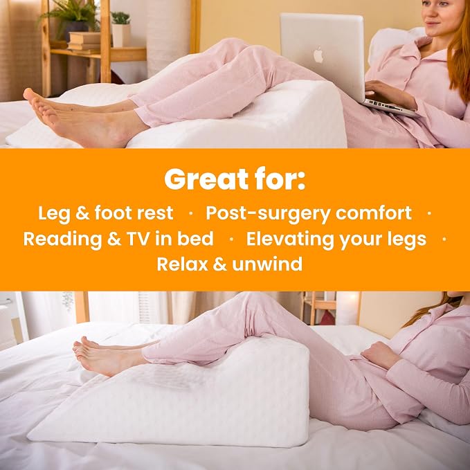 Aeris Wedge Pillow for Sleeping, Acid Reflux, and Snoring - FSA Eligible - Memory Foam Bed Wedge, 19-Degree Incline - Post-Surgery Recovery, Reading, Leg Elevation - Machine-Washable Cover