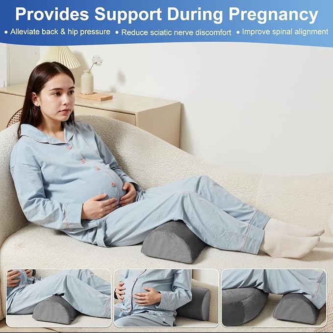 Pregnancy Pillows for Sleeping, 44.5 Inch Pregnancy Massage Pillow Full Body Pillow with Leg Pillow & Removable Cover - Support for Back, Legs, Belly, HIPS for Pregnant Women (Dark Grey)