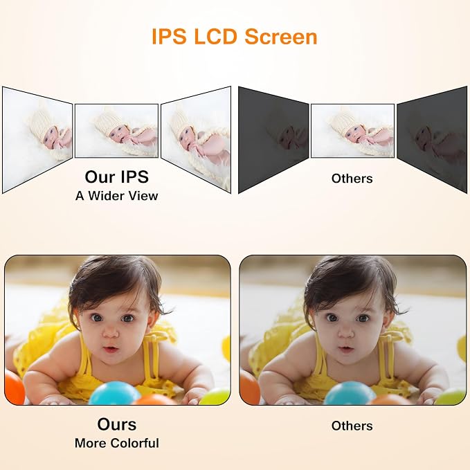 VTimes No WiFi Baby Camera Monitor, 3.2" IPS Display, Portable Video Monitor, Two-Way Talk, Night Vision, VOX Mode, Pan-Tilt-Zoom, Alarm, 1000ft Long Range for Baby, Elderly & Pet