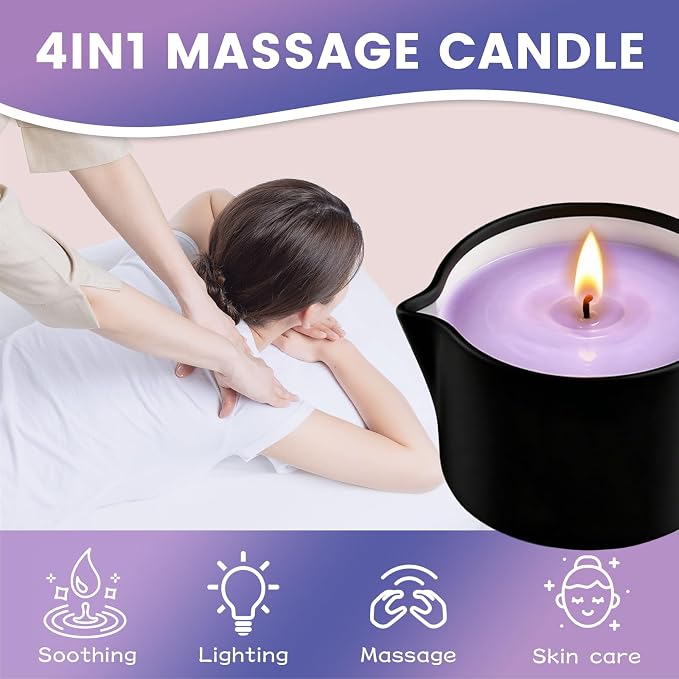 Warming Massage Oil Candle, Scented Body Oil Candle for Spa & Home Use, Romantic Gift, 2.02 oz (Lavender)