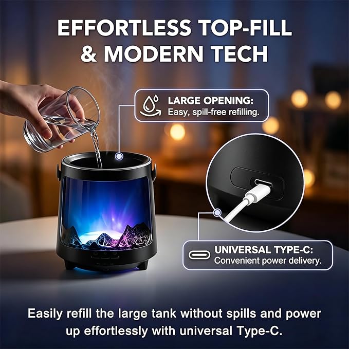Essential Oil Diffuser, Jellyfish Aroma Diffuser Portable Aurora Flame Diffuser, 300ml Ultrasonic Cold Mist Humidifier, wimer and Auto-Off Function, Suitable for Home and Room (Black)