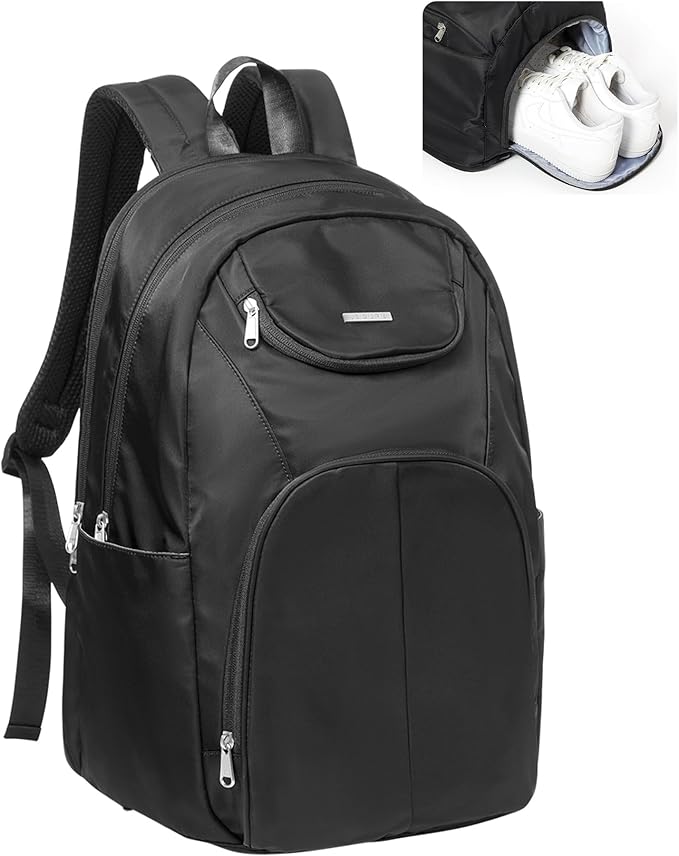 Sports Backpack for Men Women Work Commuter Causal Daypack Hiking Gym Workout Backpack with Shoes Compartment Water Reisistant Black