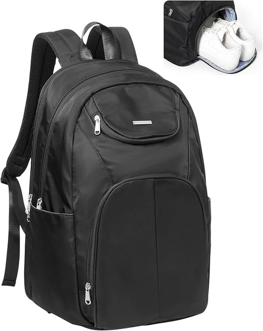 Sports Backpack for Men Women Work Commuter Causal Daypack Hiking Gym Workout Backpack with Shoes Compartment Water Reisistant Black