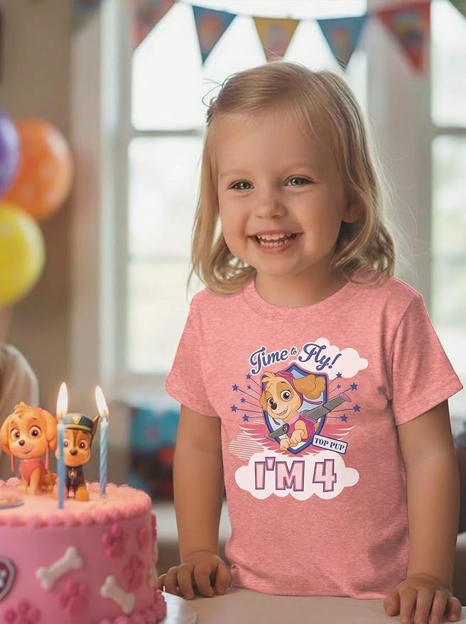 Skye Paw Patrol 4th Birthday Girl Shirt for 4 Year Old Girls - Pup-Themed Party Toddler T-Shirt