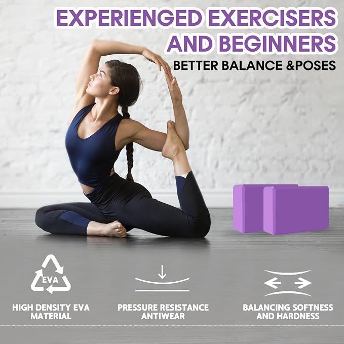 Yoga Block - Unsupported Latex Eva foam - Soft non slip surface with bevel for yoga, pilates, meditation - Yoga accessories for stability, balance and deep stretching