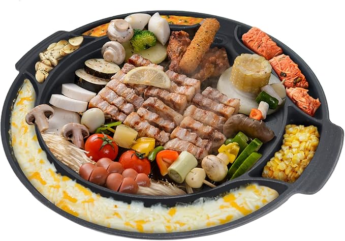 Master Grill Pan for Korean BBQ, 15", Stovetop Nonstick Smokeless Scratch-Resistant, Oil Draining Hole, Safety Hand Grip, For Grilling Vegetable Egg Meat Garlic Cheese Kimchi Made in Korea