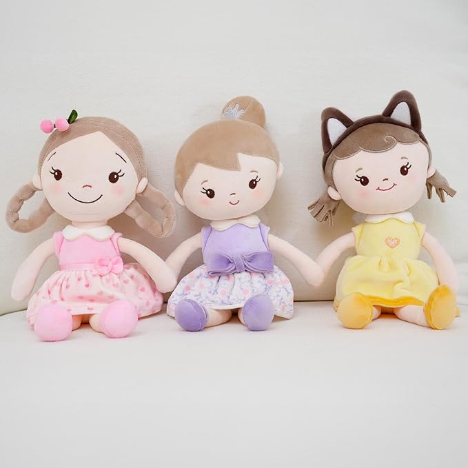 Soft Plush Baby Doll for Girls (12") - My First Baby Doll Gift for Girls, Toddlers & Infants, Machine Washable Rag Doll Toy - Cherry Girl