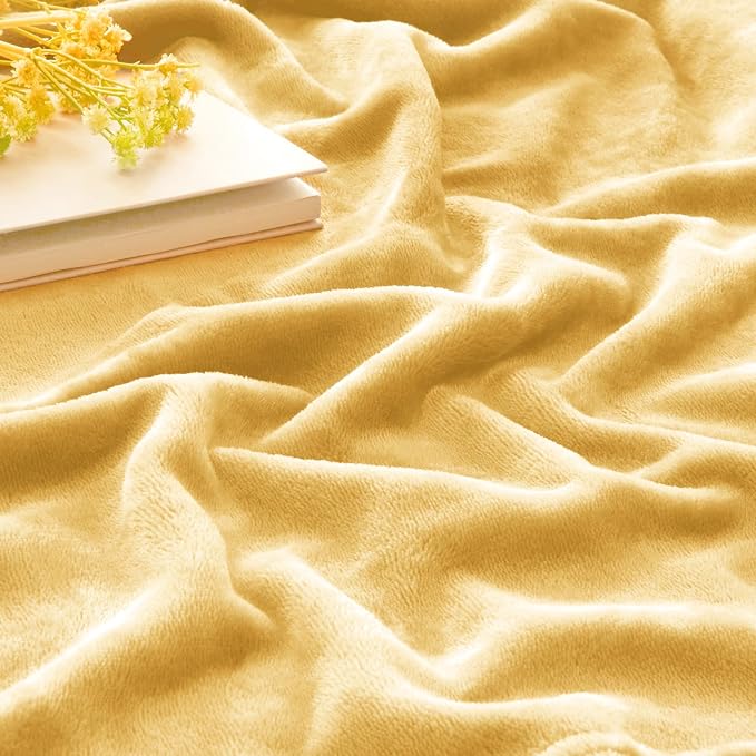 BEDELITE Fleece Blanket Soft Plush Throw for Couch Cream Yellow 50"x60" | Ultra Soft Fleece, Plush Microfiber, Lightweight Warmth, All Season Comfort, Fade Resistant, Machine Washable, Couch Sofa Bed