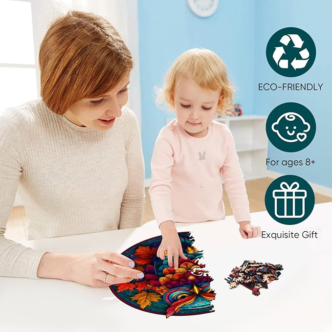 Mocfesk Wooden Puzzles for Adults, Colorful Owl Puzzles 500 Pieces, Unique Shaped Jigsaw Puzzles for Adults and Kids, Birthday Gifts Fun Challenge Family Game 16.5'' x 16.5''