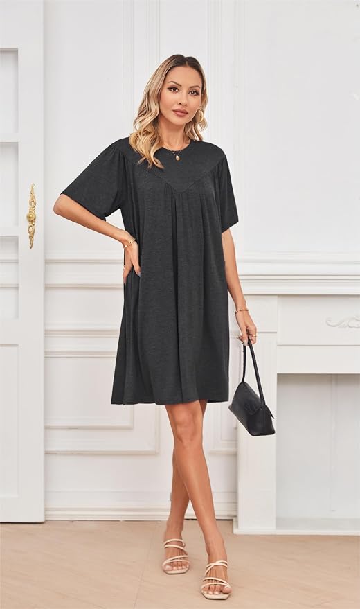 VintageClothing Nightgowns for Women Soft House Dresses Sleepshirts Short Sleeve Sleepwear Night Dress Moo Moo Nightgown