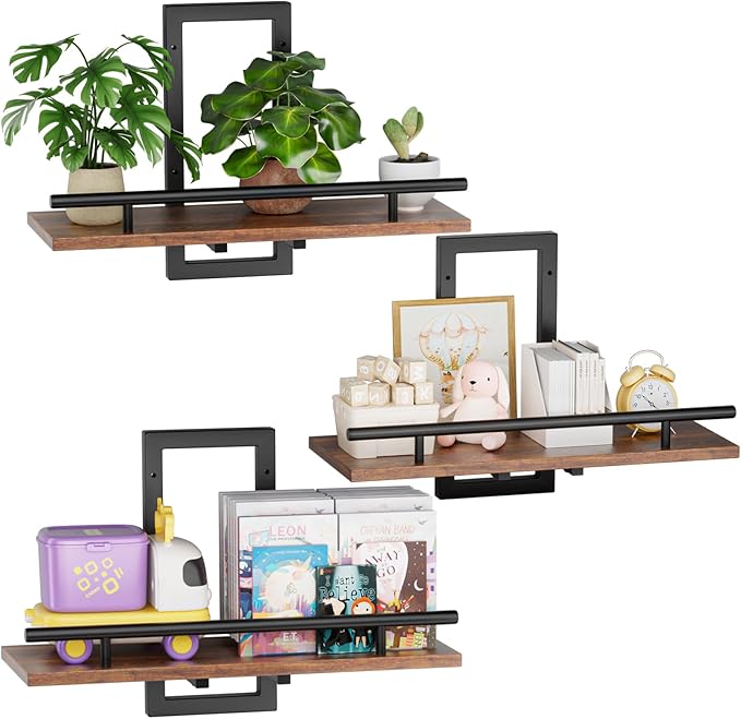 Sbosbo Floating Shelves for Wall Plant Shelf Indoor Wall Mounted Shelves | Wall Planters for Indoor Floating Plant Shelves for Bedroom, Living Room, Kitchen, Office, Bathroom Decor (3 Pack)