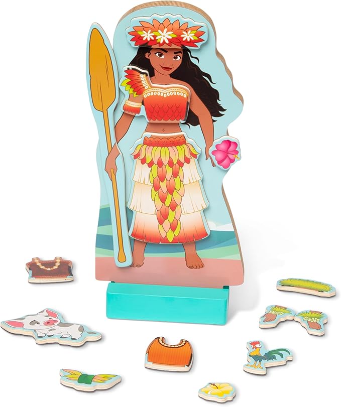 Melissa & Doug Disney Princess Moana Magnetic Dress-Up Wooden Doll Pretend Play Set (30+ pcs)