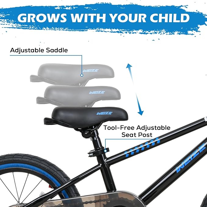 WEIZE Kids Bike,14 16 20 Inch Children Bicycle for Boys Girls Ages 3-12 Years Old, Rider Height 32-60 Inch, Coaster Brake, Multiple Color Options
