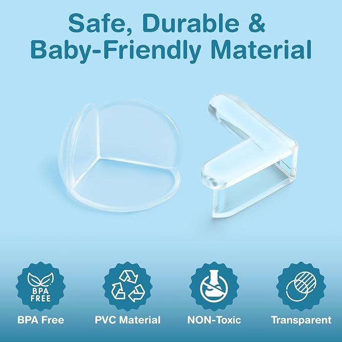 20 Pcs L & Ball Shape Corner Protector Combo Pack for Baby Proofing – 10 L-Shape (4cm) & 10 Ball Cushions (3cm) Clear Edge Safety Bumpers for Sharp Table Corners & Furniture