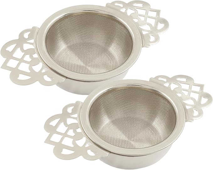 2 Pack Tea Strainer Bowl,Stainless Steel Small Tea Strainers Fine Mesh Loose Tea Infusers,Ideal Tea Filter for 2.5-4 Inch Cup Mouth/Tea Lovers(Silver)
