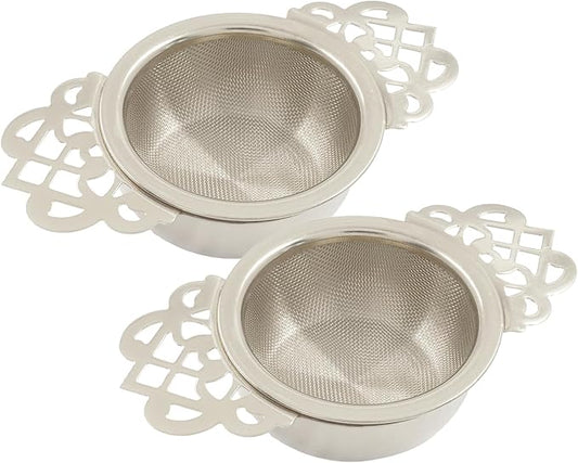 2 Pack Tea Strainer Bowl,Stainless Steel Small Tea Strainers Fine Mesh Loose Tea Infusers,Ideal Tea Filter for 2.5-4 Inch Cup Mouth/Tea Lovers(Silver)