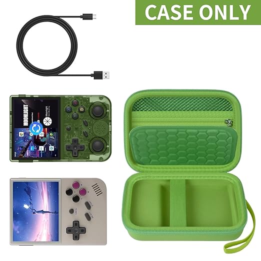 PAIYULE Travel Case Compatible with RG353V/ RG353VS/ R36S Retro Handheld Game Console, Handheld Emulator Storage Holder Organizer, Android Game Console Carrying Bag (Green) (Box Only)