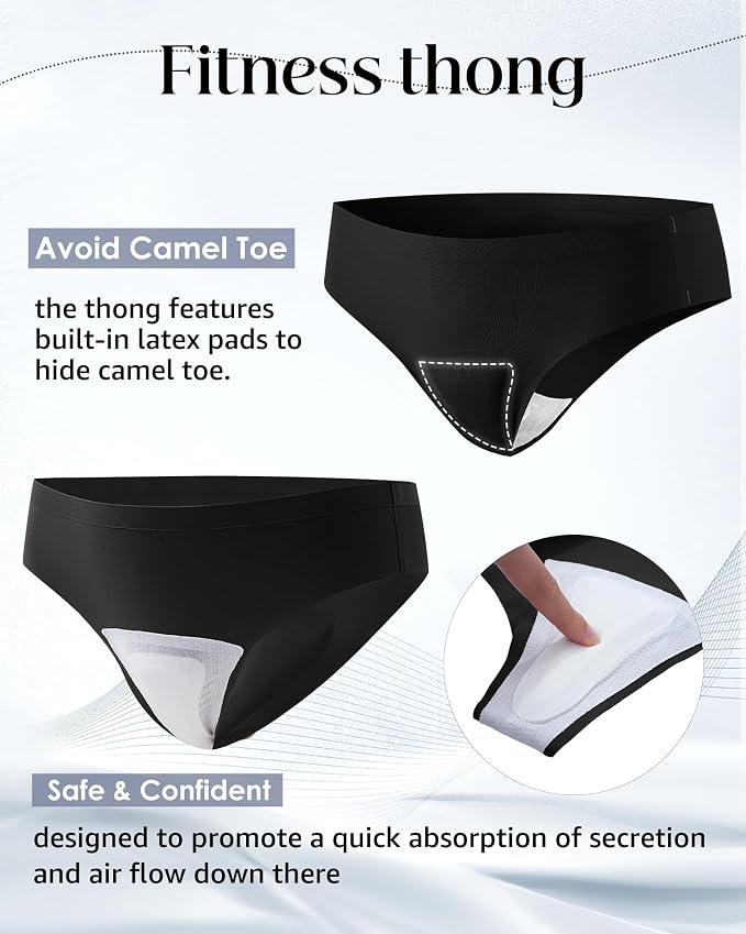 LEVAO Seamless Thongs for Women Invisible Toe Thong No Show Camel Proof Underwear Thong Panty Liners Workout G-Strings