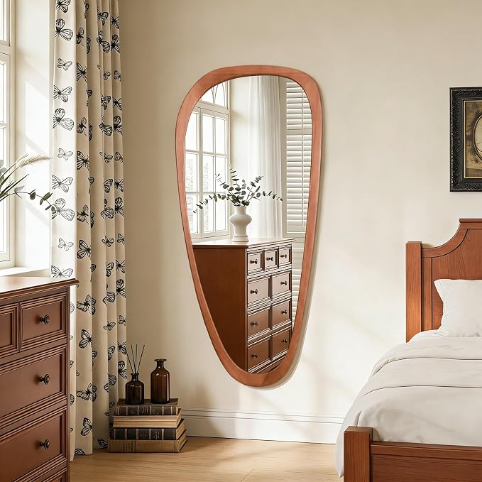 Asymmetrical Mirror, Irregular Mirror Full Length, Boho Wall Mirrors Decorative for Bedroom Living Room Entryway Hall, Mid Century Modern Decor 48" H x 22" W