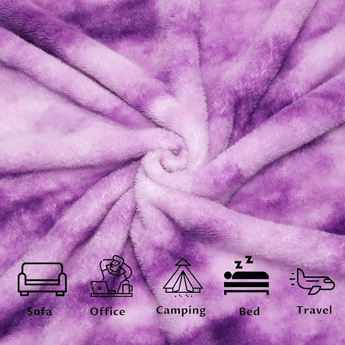 Fleece Blanket Purple Throw Blanket - 300GSM Throw Blanket for Couch, Sofa, Bed, Soft Lightweight Plush Cozy Microfiber Blankets & Throws