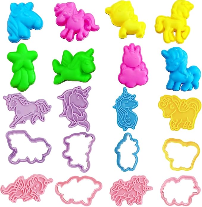 Unleash Creativity with 20 Unique Unicorn Molds Dough Toys Dough Accessories Set.Ideal as a Gift for Kids Aged 3-4-8 Years